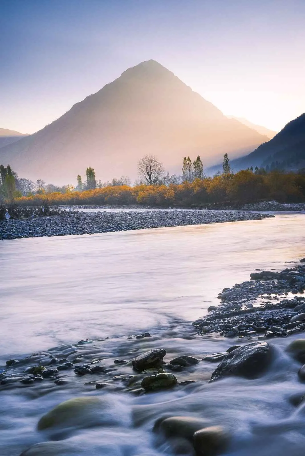 Snowy mountain valley in Kashmir